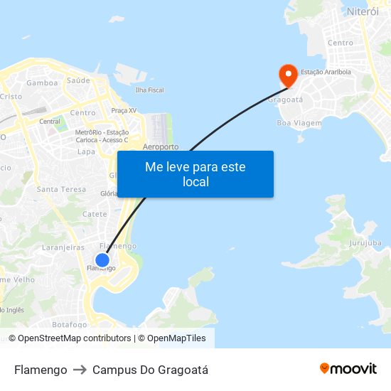 Flamengo to Campus Do Gragoatá map