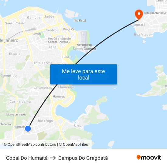 Cobal Do Humaitá to Campus Do Gragoatá map