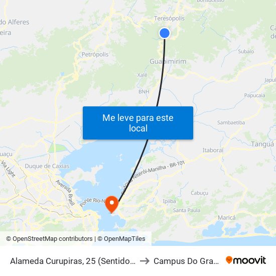 Alameda Curupiras, 25 (Sentido Centro) to Campus Do Gragoatá map