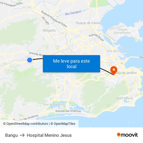 Bangu to Hospital Menino Jesus map