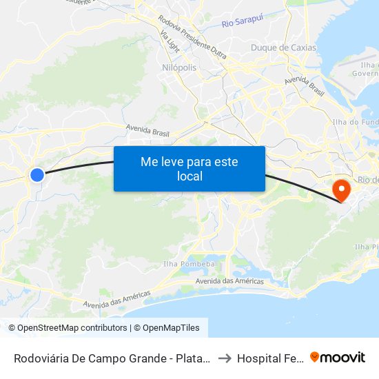 Rodoviária De Campo Grande - Plataforma D (Campo Grande E Jabour - Executivo) to Hospital Federal Do Andaraí map