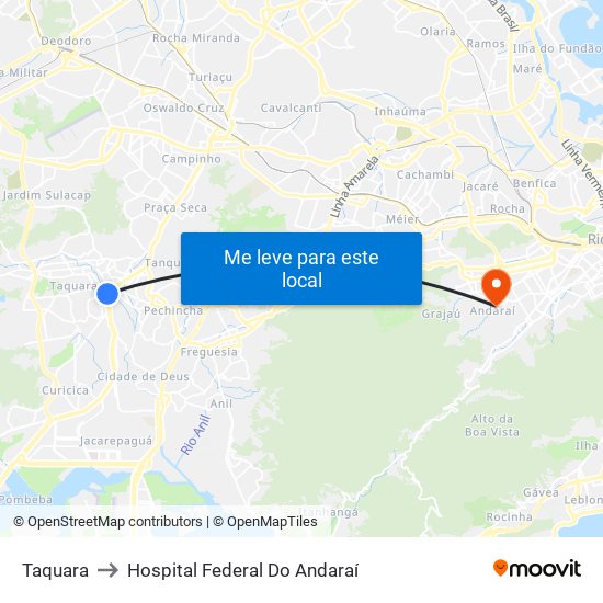Taquara to Hospital Federal Do Andaraí map
