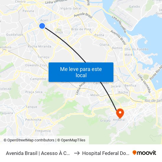 Avenida Brasil | Acesso À Coelho Neto to Hospital Federal Do Andaraí map