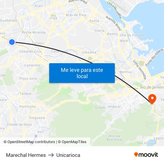 Marechal Hermes to Unicarioca map