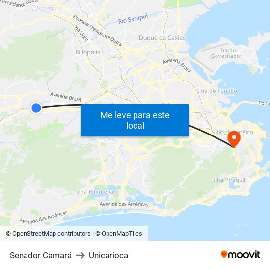 Senador Camará to Unicarioca map