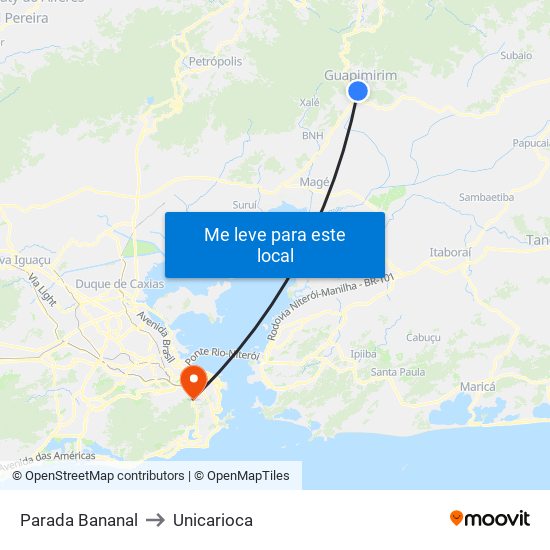 Parada Bananal to Unicarioca map
