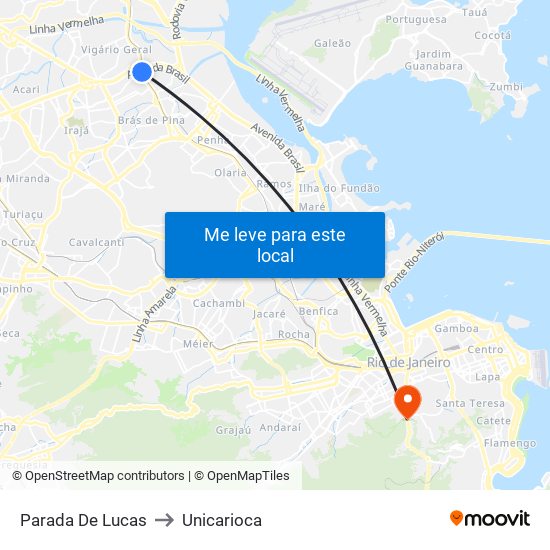 Parada De Lucas to Unicarioca map