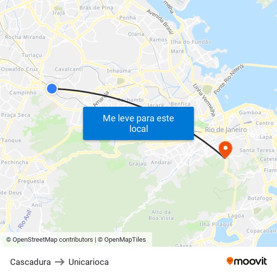 Cascadura to Unicarioca map