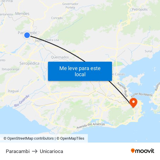 Paracambi to Unicarioca map