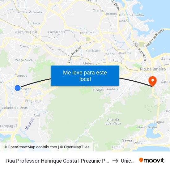 Rua Professor Henrique Costa | Prezunic Pechincha (Sentido Mirataia) to Unicarioca map