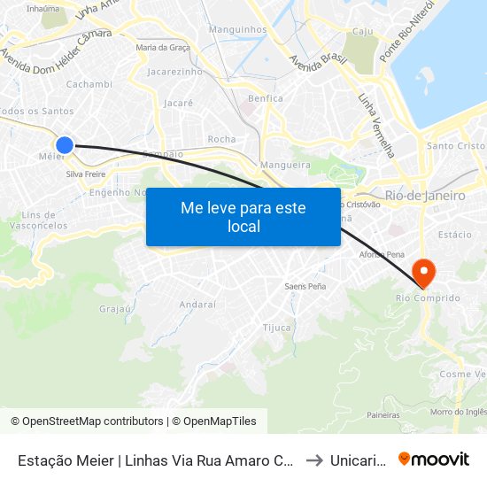Estação Meier | Linhas Via Rua Amaro Cavalcanti to Unicarioca map