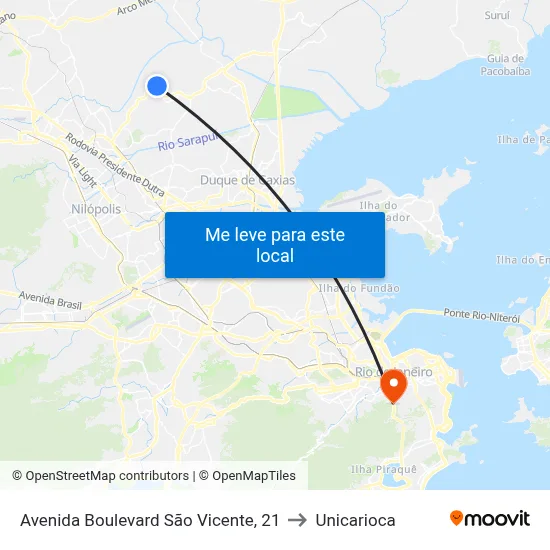Avenida Boulevard São Vicente, 21 to Unicarioca map