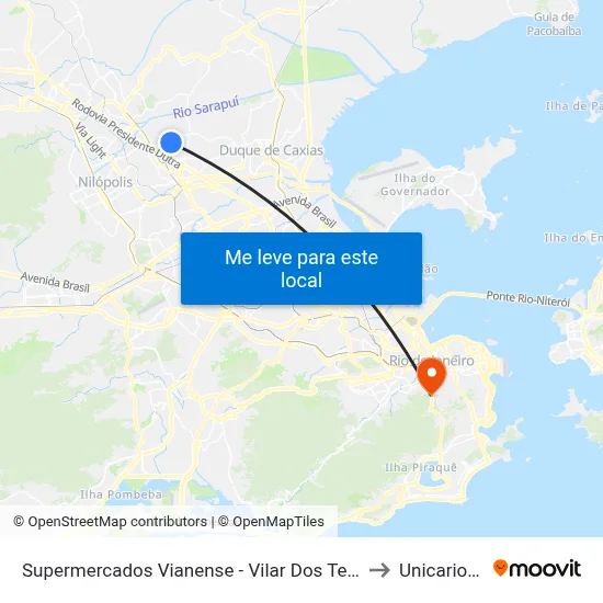 Supermercados Vianense - Vilar Dos Teles to Unicarioca map