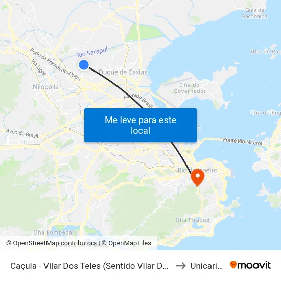Caçula - Vilar Dos Teles (Sentido Vilar Dos Teles) to Unicarioca map