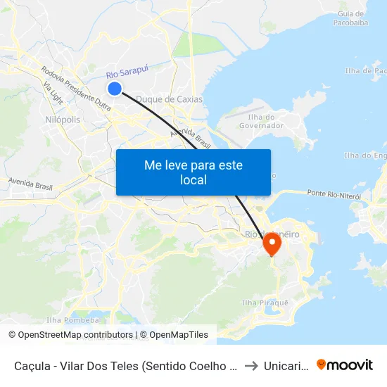 Caçula - Vilar Dos Teles (Sentido Coelho Da Rocha) to Unicarioca map
