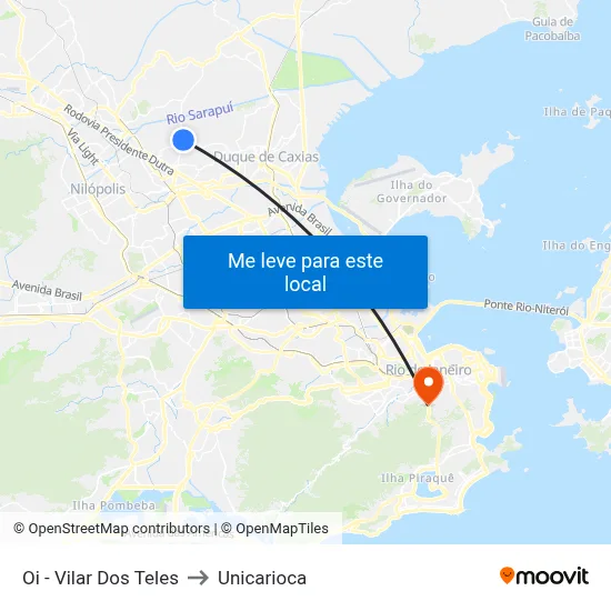 Oi - Vilar Dos Teles to Unicarioca map