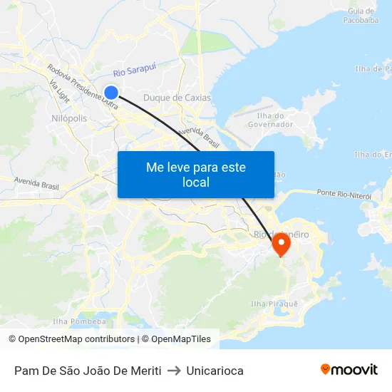 Pam De São João De Meriti to Unicarioca map