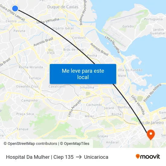 Hospital Da Mulher | Ciep 135 to Unicarioca map