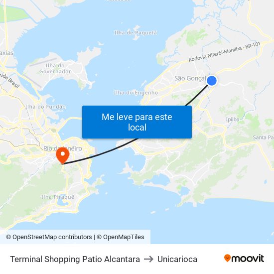 Terminal Shopping Patio Alcantara to Unicarioca map