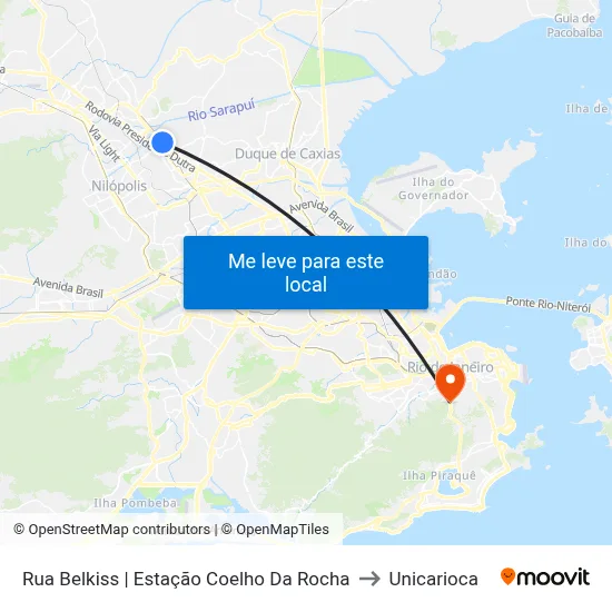 Rua Belkiss | Estação Coelho Da Rocha to Unicarioca map