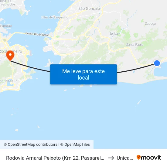 Rodovia Amaral Peixoto (Km 22, Passarela Do Bairro Marine) to Unicarioca map
