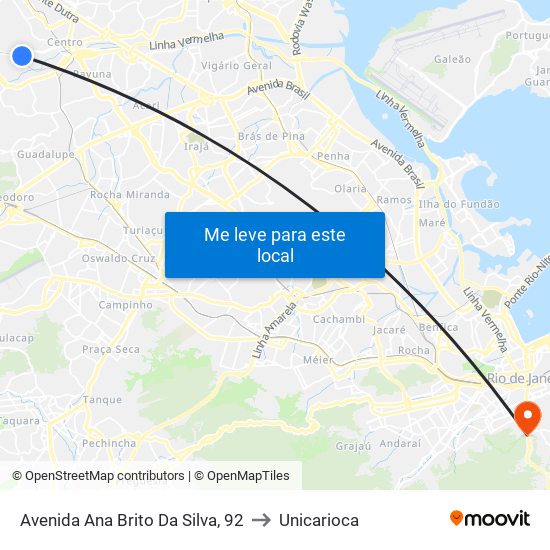 Avenida Ana Brito Da Silva, 92 to Unicarioca map