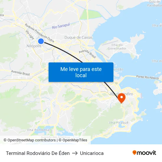 Terminal Rodoviário De Éden to Unicarioca map
