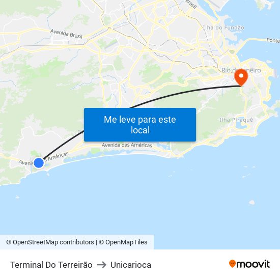 Terminal Do Terreirão to Unicarioca map