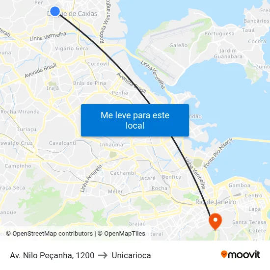 Av. Nilo Peçanha, 1200 to Unicarioca map