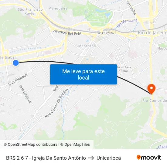 BRS 2 6 7 - Igreja De Santo Antônio to Unicarioca map