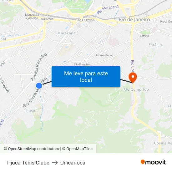 Tijuca Tênis Clube to Unicarioca map