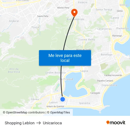 Shopping Leblon to Unicarioca map