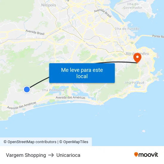 Vargem Shopping to Unicarioca map