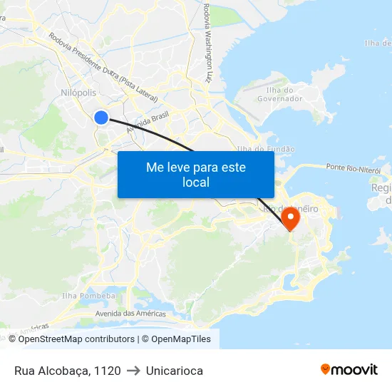 Rua Alcobaça, 1120 to Unicarioca map