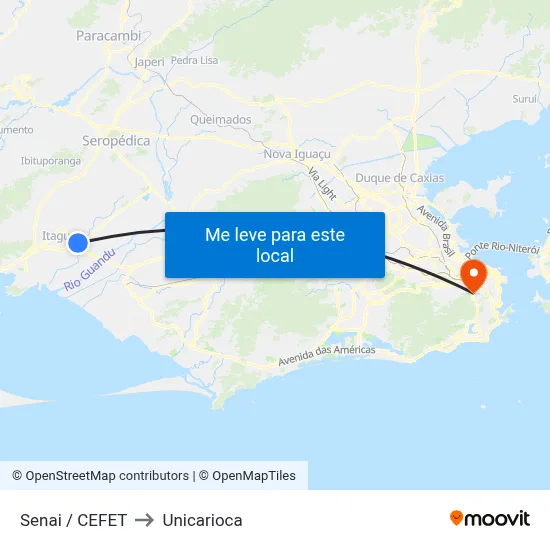 Senai / CEFET to Unicarioca map