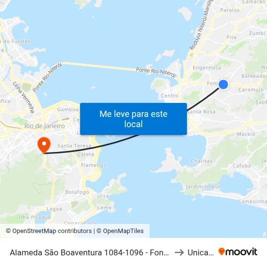 Alameda São Boaventura 1084-1096 - Fonseca Niterói - Rj Brasil to Unicarioca map
