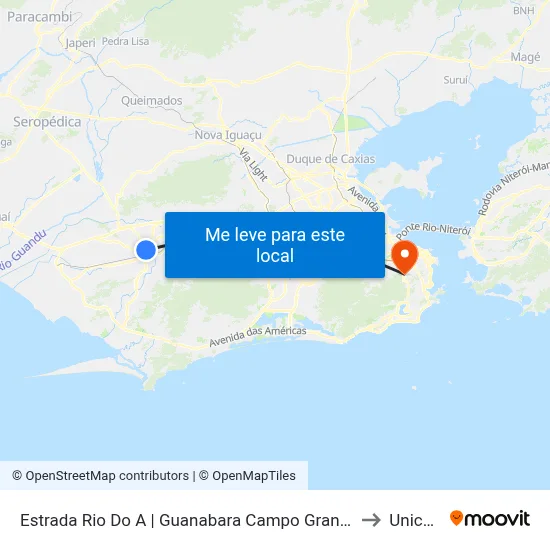 Estrada Rio Do A | Guanabara Campo Grande II (Sentido Mendanha) to Unicarioca map