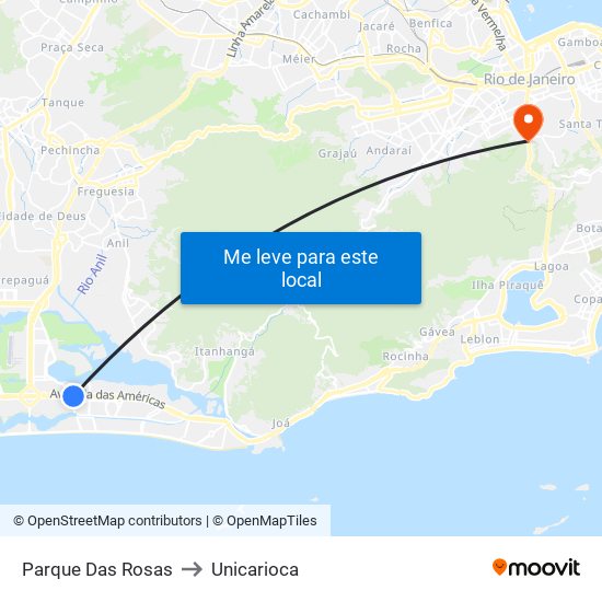 Parque Das Rosas to Unicarioca map
