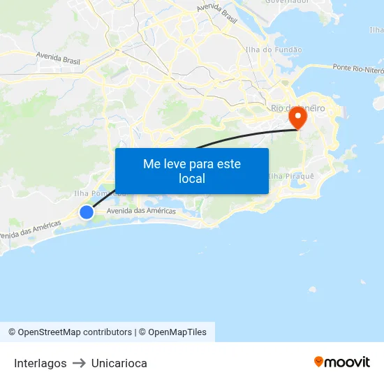 Interlagos to Unicarioca map