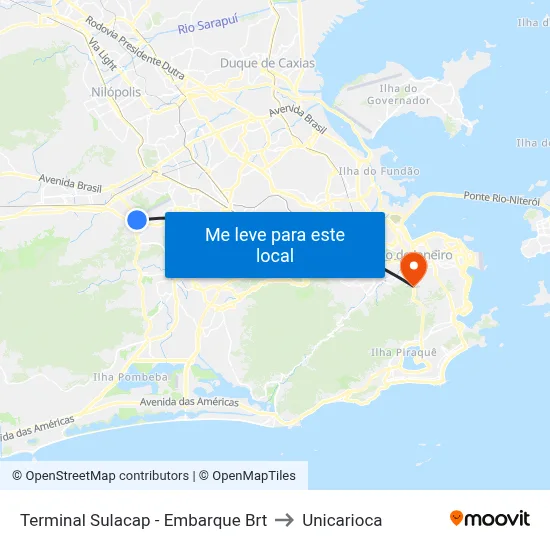 Terminal Sulacap - Embarque Brt to Unicarioca map