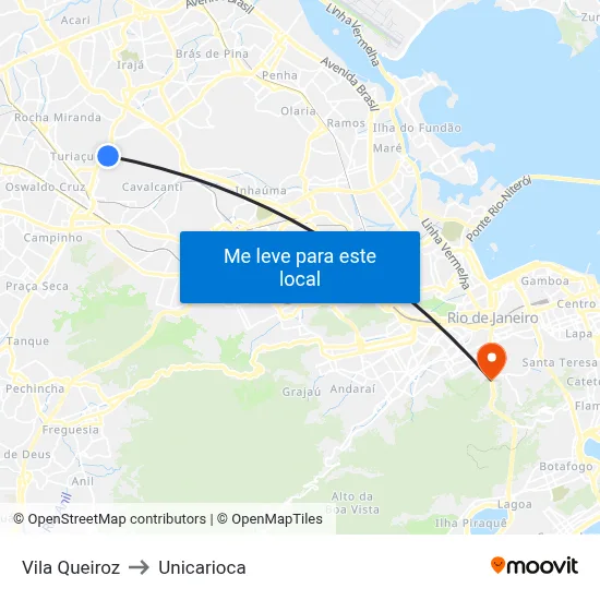Vila Queiroz to Unicarioca map