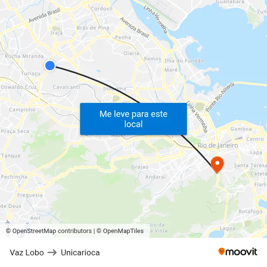 Vaz Lobo to Unicarioca map