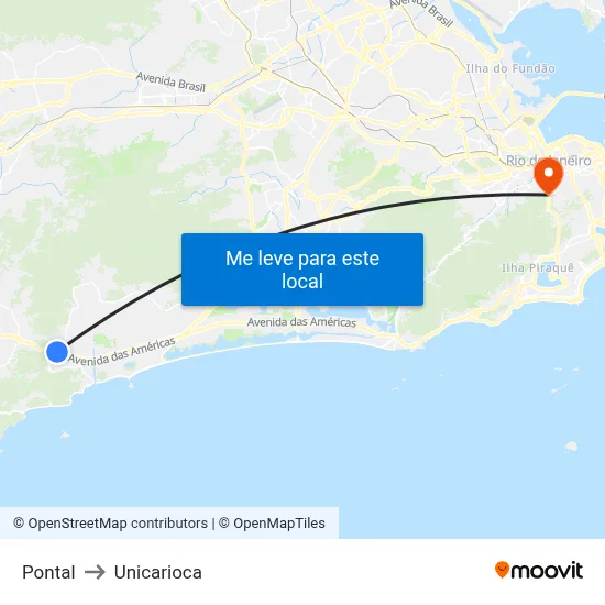 Pontal to Unicarioca map