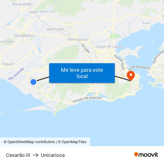 Cesarão III to Unicarioca map