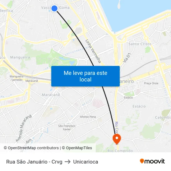 Rua São Januário - Crvg to Unicarioca map