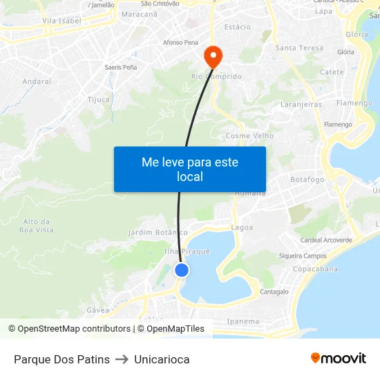 Parque Dos Patins to Unicarioca map