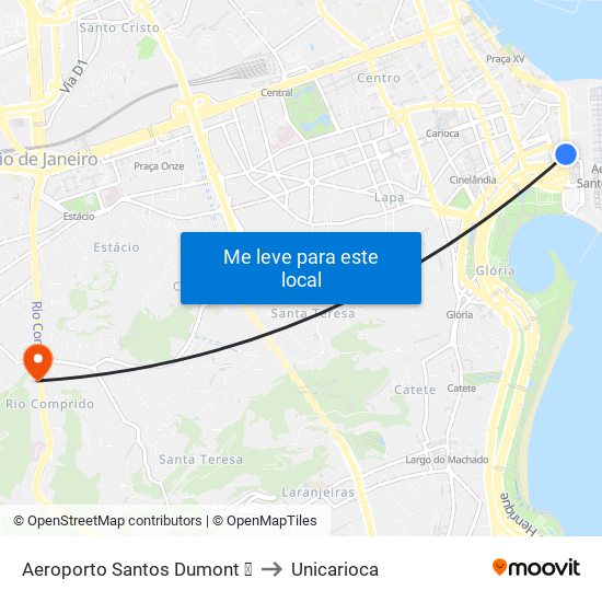 Aeroporto Santos Dumont ✈ to Unicarioca map