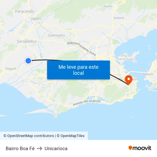 Bairro Boa Fé to Unicarioca map
