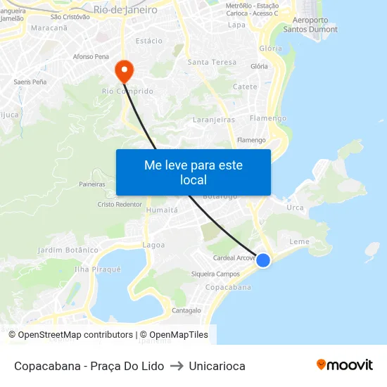 Copacabana - Praça Do Lido to Unicarioca map