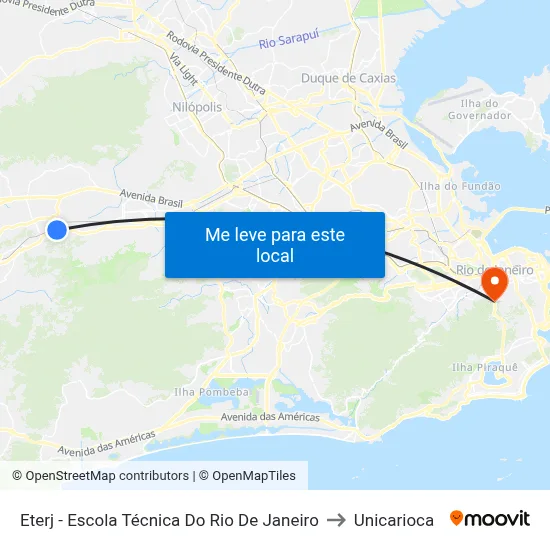 Eterj - Escola Técnica Do Rio De Janeiro to Unicarioca map